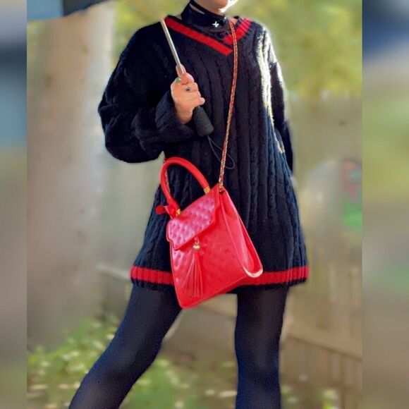 Vintage Never Sleep by Rogues Gallery  Dark Academia Varsity Sweater Mini Dress - Picture 8 of 16